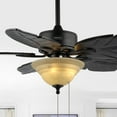 thumbnail image 1 of JONATHAN Y Poinciana 52" 3-Light Coastal Bohemian Iron/Wood Palm Leaf LED Ceiling Fan with Pull Chain, Black, 1 of 11