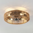 thumbnail image 1 of JONATHAN Y Rowan 19.5" 4-Light Modern Bohemian 6-Speed Metal/Rattan Mobile-App/Remote-Controlled Lantern LED Ceiling Fan, Brown/Black, 1 of 8