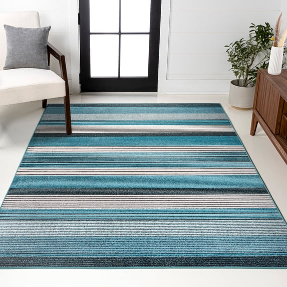JONATHAN Y LUXOR Duxbury Gradient Ticking Striped Blue/Navy 3 ft. x 5 ft. Area Rug (LUX102A-3)