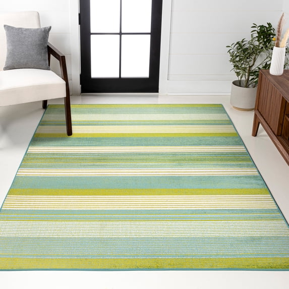 JONATHAN Y LUXOR Duxbury Gradient Striped Area Rug, 8 x 10, Green/Blue