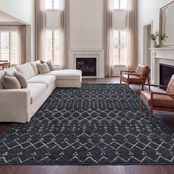 JONATHAN Y Leila Moroccan Diamond Trellis Machine-Washable, CMR101K-3