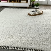 JONATHAN Y MERCER SHAG 8 x 10 Area Rug, Mercer Plush Tassel - White, MCR100A-8