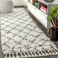 thumbnail image 1 of JONATHAN Y MERCER SHAG 2 x 8 Runner Rug, Mercer Plush Tassel Moroccan Geometric Trellis - Ivory/Gray, MCR101B-28, 1 of 8