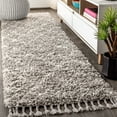 thumbnail image 1 of JONATHAN Y MERCER SHAG Mercer Shag Plush Tassel Moroccan Geometric Trellis Gray/Ivory 2 ft. x 8 ft. Runner Rug (MCR101C-28), 1 of 9