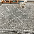 thumbnail image 1 of JONATHAN Y MERCER SHAG 3 x 5 Area Rug, Mercer Plush Tassel Moroccan Geometric Trellis - Gray/Cream, MCR103C-3, 1 of 4