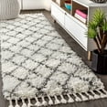 thumbnail image 1 of JONATHAN Y MERCER SHAG Mercer Plush Tassel Moroccan Geometric Trellis Runner Rug, 2 x 8, Cream/Gray, 1 of 8