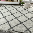 thumbnail image 1 of JONATHAN Y MERCER SHAG Mercer Plush Tassel Moroccan Geometric Trellis Area Rug, 3 x 5, Cream/Gray, 1 of 8