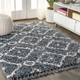 thumbnail image 1 of JONATHAN Y MERCER SHAG Mercer Shag Plush Tassel Moroccan Diamond Denim Blue/Cream 3 ft. x 5 ft. Area Rug (MCR105A-3), 1 of 9