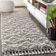 thumbnail image 1 of JONATHAN Y MERCER SHAG 2 x 8 Runner Rug, Mercer Plush Tassel Moroccan Diamond - Gray/Cream, MCR105C-28, 1 of 4