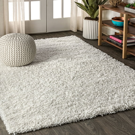 JONATHAN Y MERCER SHAG 5 x 8 Area Rug, Mercer Plush - White, MCR106A-5