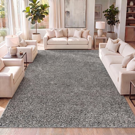 JONATHAN Y MERCER SHAG 5 x 8 Area Rug, Mercer Plush - Charcoal, MCR106B-5