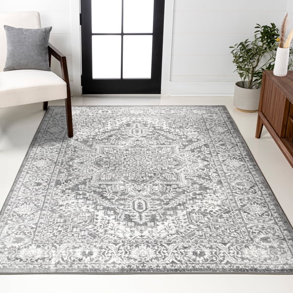 JONATHAN Y MODERN PERSIAN 10 x 13 Area Rug, Vintage Medallion - Light Gray, MDP100A-13