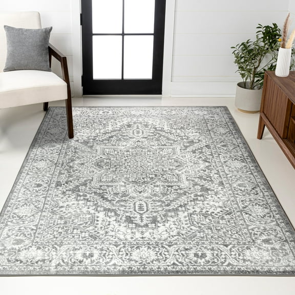 JONATHAN Y MODERN PERSIAN 5 x 8 Area Rug, Vintage Medallion - Light Gray, MDP100A-5