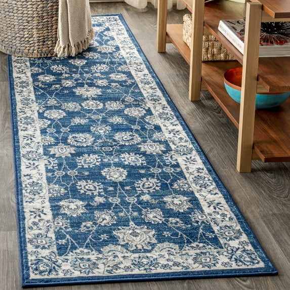 JONATHAN Y MODERN PERSIAN 2 x 8 Runner Rug, Vintage Moroccan Traditional - Navy/Light Gray, MDP101A-28