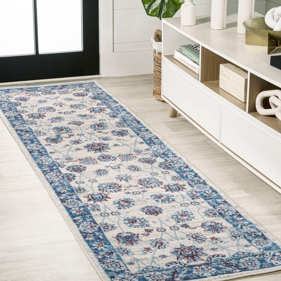 JONATHAN Y MODERN PERSIAN 2 x 10 Runner Rug, Vintage Moroccan Traditional - Blue/Ivory/Red, MDP101C-210