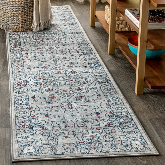 JONATHAN Y MODERN PERSIAN 2 x 8 Runner Rug, Vintage Medallion - Light Gray/ Multi, MDP102A-28