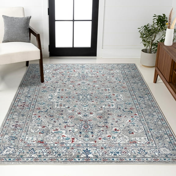 JONATHAN Y MODERN PERSIAN 5 x 8 Area Rug, Vintage Medallion - Light Gray/ Multi, MDP102A-5