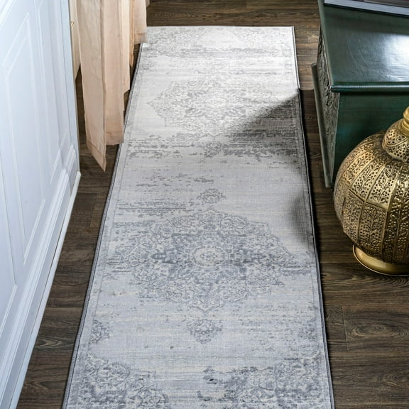 JONATHAN Y MODERN PERSIAN 2 x 8 Runner Rug, Vintage Moroccan Medallion - Light Gray, MDP103B-28