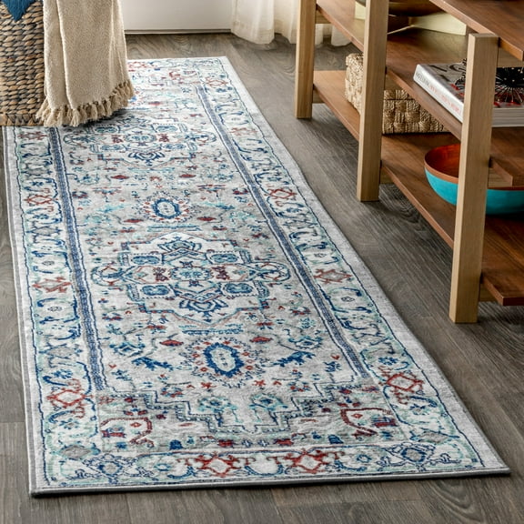 JONATHAN Y MODERN PERSIAN 2 x 8 Runner Rug, Vintage Medallion - Light Gray/Blue, MDP105A-28