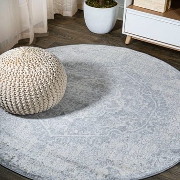 JONATHAN Y MDP105B-6R Modern Persian Vintage Medallion Gray/Ivory 6' Round Area Rug, Country Floral, Pet Friendly, Stain Resistant, Easy to Clean, for Living Room; Kitchen, Bedroom