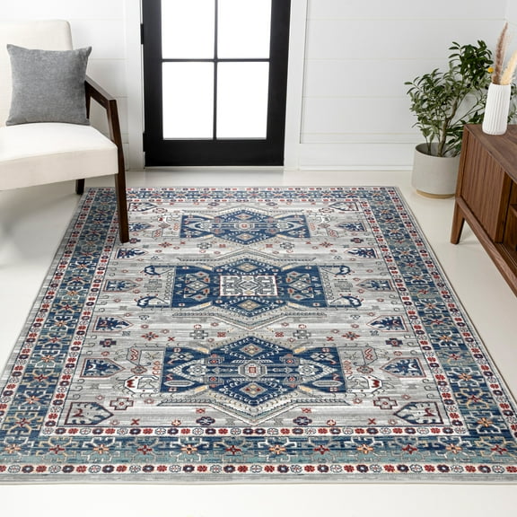 JONATHAN Y MODERN PERSIAN 5 x 8 Area Rug, Vintage Medallion - Blue/Light Grey, MDP108A-5