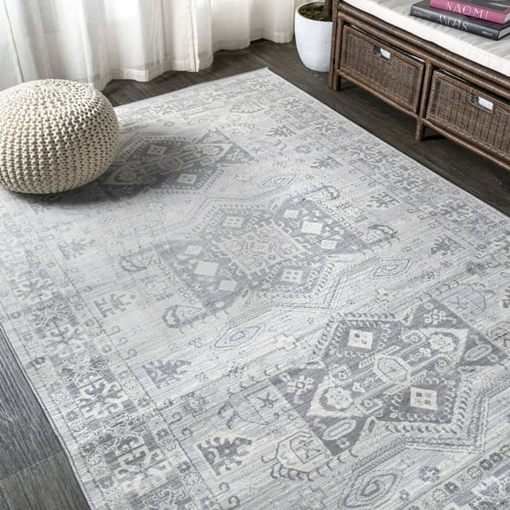 JONATHAN Y MODERN PERSIAN 5 x 8 Area Rug, Vintage Medallion - Light Grey, MDP108B-5