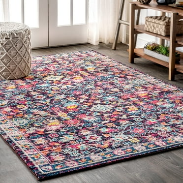 JONATHAN Y MDP200A-3 Modern Persian Boho Floral Multi/Purple 3 ft. x 5 ft. Area Rug, Bohemian Vintage, Pet Friendly, Stain Resistant, Easy to Clean, for Living Room; Kitchen, Bedroom