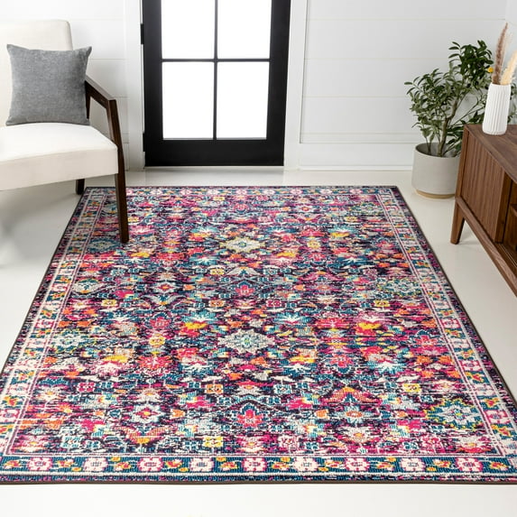 JONATHAN Y MODERN PERSIAN 4 x 6 Area Rug, Boho Floral - Multi/Purple, MDP200A-4