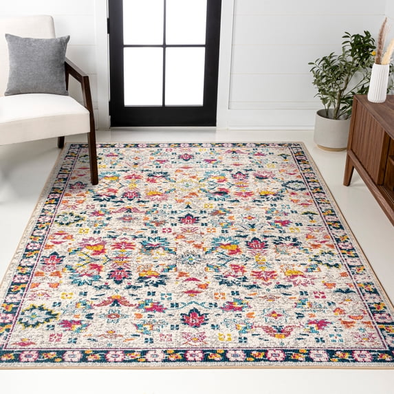 JONATHAN Y MODERN PERSIAN 8 x 10 Area Rug, Boho Floral - Beige/Multi, MDP200B-8