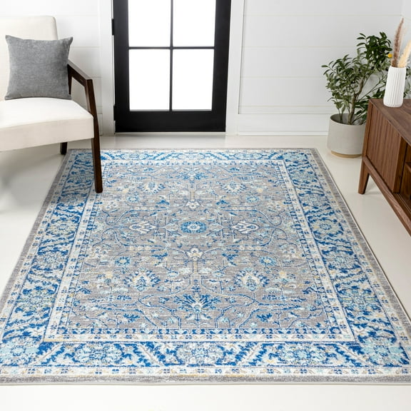 JONATHAN Y MODERN PERSIAN 4 x 6 Area Rug, Boho Floral - Gray/Navy, MDP204A-4