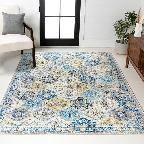 JONATHAN Y MODERN PERSIAN 4 x 6 Area Rug, Boho Vintage Trellis - Blue/Multi, MDP205A-4