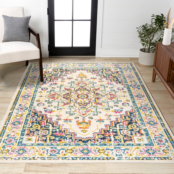 JONATHAN Y MODERN PERSIAN 4 x 6 Area Rug, Brooklyn Geometric Medallion - Beige/Ivory, MDP207B-4