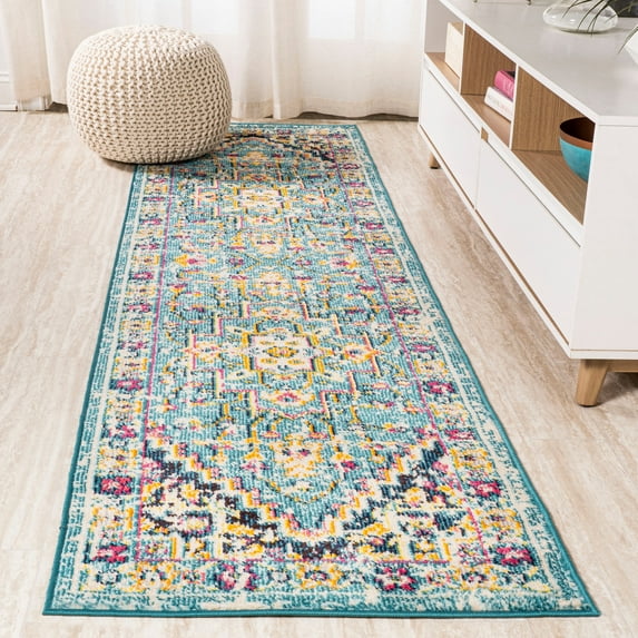 JONATHAN Y MODERN PERSIAN 2 x 8 Runner Rug, Brooklyn Geometric Medallion - Blue/Multi, MDP207E-28
