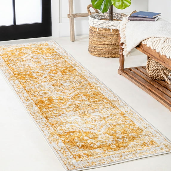 JONATHAN Y MODERN PERSIAN 2 x 8 Runner Rug, Audrey Bohemian Ornate Medallion - Orange/White, MDP209A-28