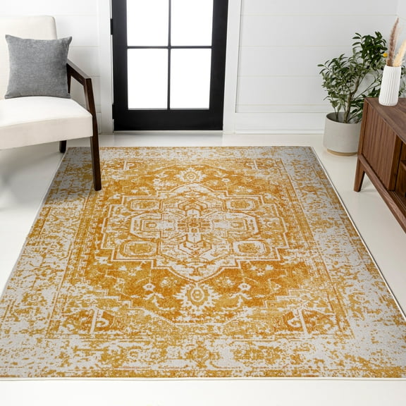 JONATHAN Y MODERN PERSIAN 3 x 5 Area Rug, Audrey Bohemian Ornate Medallion - Orange/White, MDP209A-3