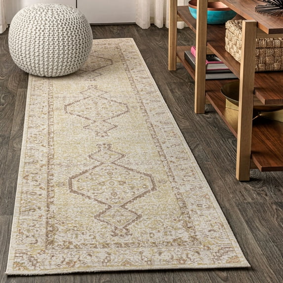 JONATHAN Y MODERN PERSIAN 2 x 8 Runner Rug, Lila Tribal Medallion - Ivory, MDP306A-28