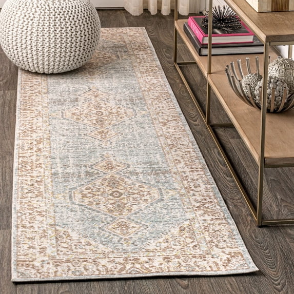 JONATHAN Y MODERN PERSIAN 2 x 8 Runner Rug, Lila Tribal Medallion - Light Blue/Ivory, MDP306B-28