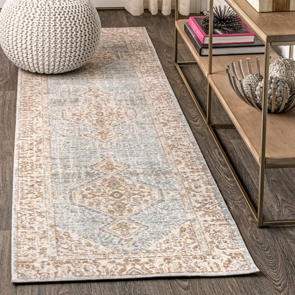JONATHAN Y MODERN PERSIAN 2 x 8 Runner Rug, Lila Tribal Medallion - Light Blue/Ivory, MDP306B-28