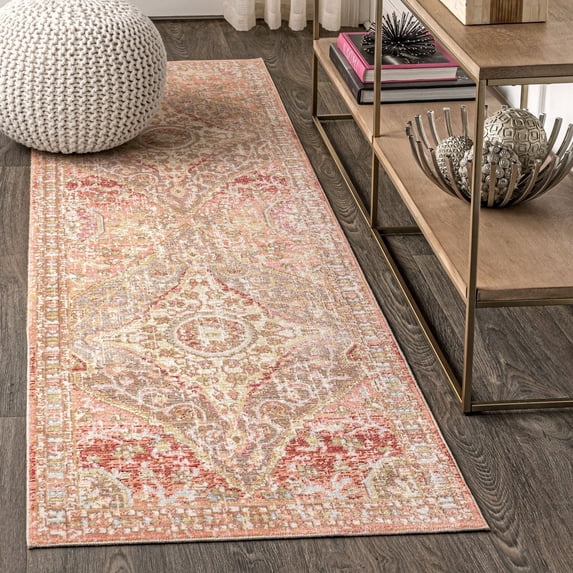 JONATHAN Y MODERN PERSIAN 2 x 8 Runner Rug, Petras Ornate Medallion - Brown/Pink, MDP307B-28