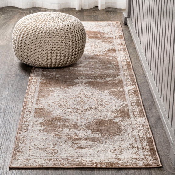 JONATHAN Y MODERN PERSIAN 2 x 10 Runner Rug, Alhambra Ornate Medallion - Brown/Cream, MDP400B-210