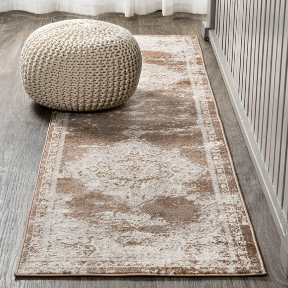 JONATHAN Y MODERN PERSIAN 2 x 8 Runner Rug, Alhambra Ornate Medallion - Brown/Cream, MDP400B-28