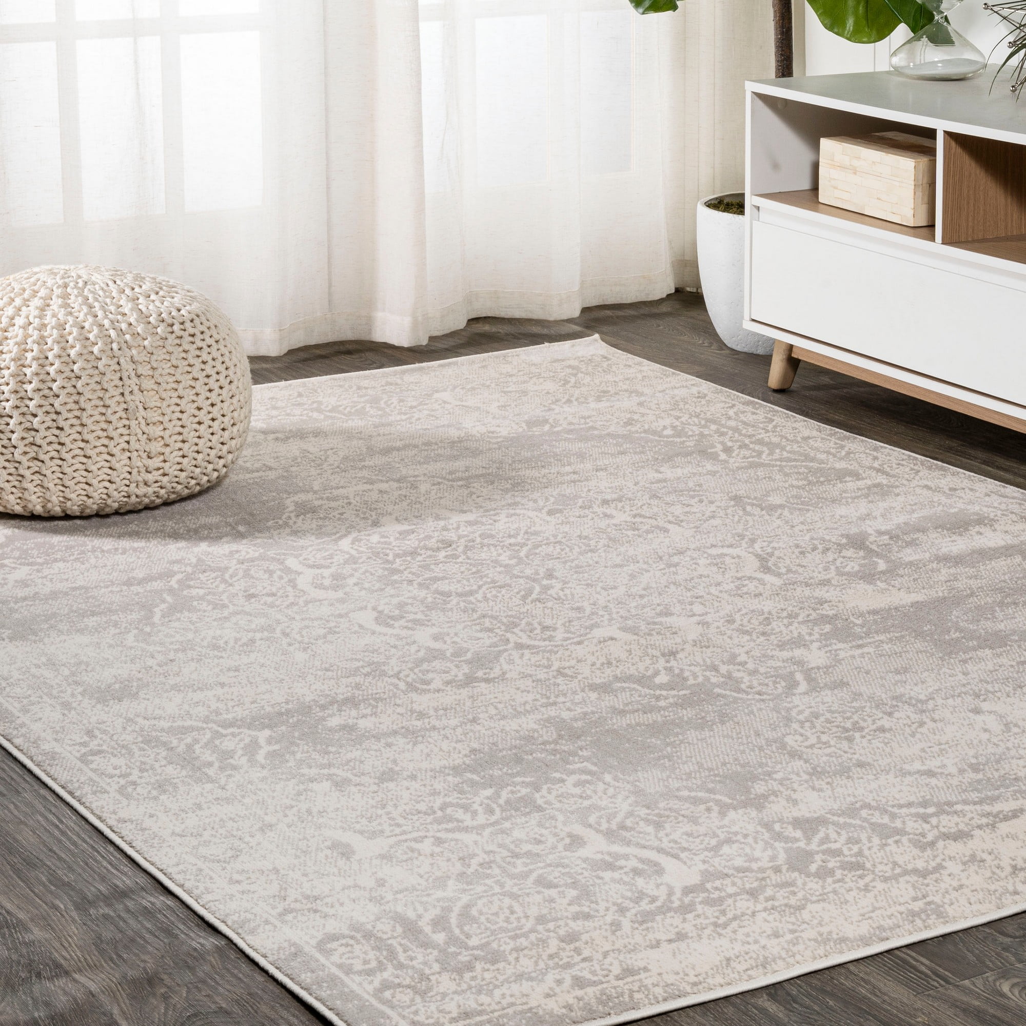 Ivory Synthetic 8' x 10' Reversible Rectangular Area Rug