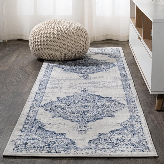 JONATHAN Y MODERN PERSIAN 2 x 8 Runner Rug, Alhambra Ornate Medallion - Light Blue/Ivory, MDP400F-28