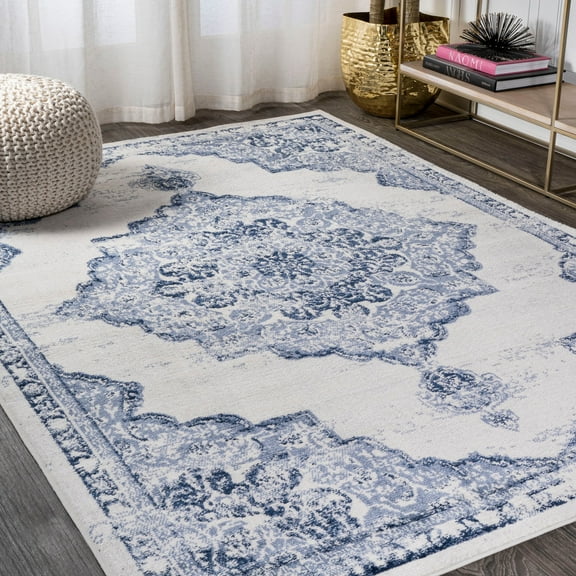 JONATHAN Y MODERN PERSIAN 3 x 5 Area Rug, Alhambra Ornate Medallion - Light Blue/Ivory, MDP400F-3