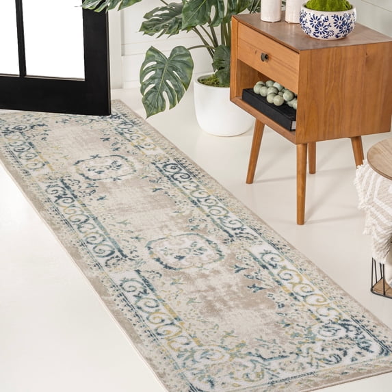 JONATHAN Y MODERN PERSIAN 2 x 8 Runner Rug, Rosalia Cottage Medallion - Navy/Beige, MDP401C-28