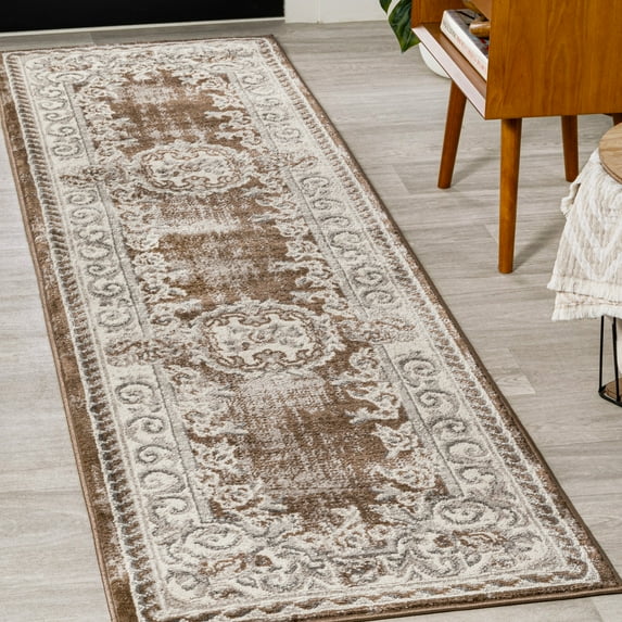 JONATHAN Y MODERN PERSIAN 2 x 8 Runner Rug, Rosalia Cottage Medallion - Brown/Gray, MDP401E-28
