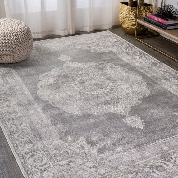 JONATHAN Y MODERN PERSIAN 8 x 10 Area Rug, Rosalia Cottage Medallion - Gray/Dark Gray, MDP403E-8