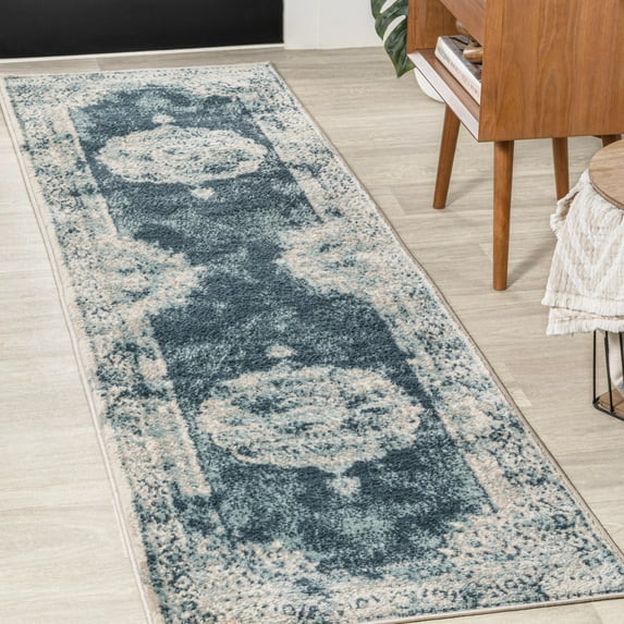 JONATHAN Y MODERN PERSIAN 2 x 8 Runner Rug, Rosalia Cottage Medallion - Ivory/Blue, MDP403G-28