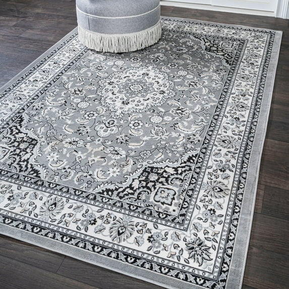 JONATHAN Y MODERN PERSIAN 8 x 10 Area Rug, Palmette Floral - Gray/Ivory, MDP503A-8