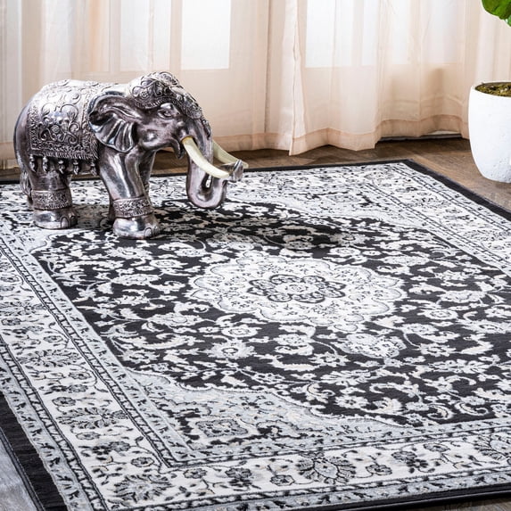 JONATHAN Y MODERN PERSIAN 4 x 6 Area Rug, Palmette Floral - Cream/Gray/Black, MDP503B-4